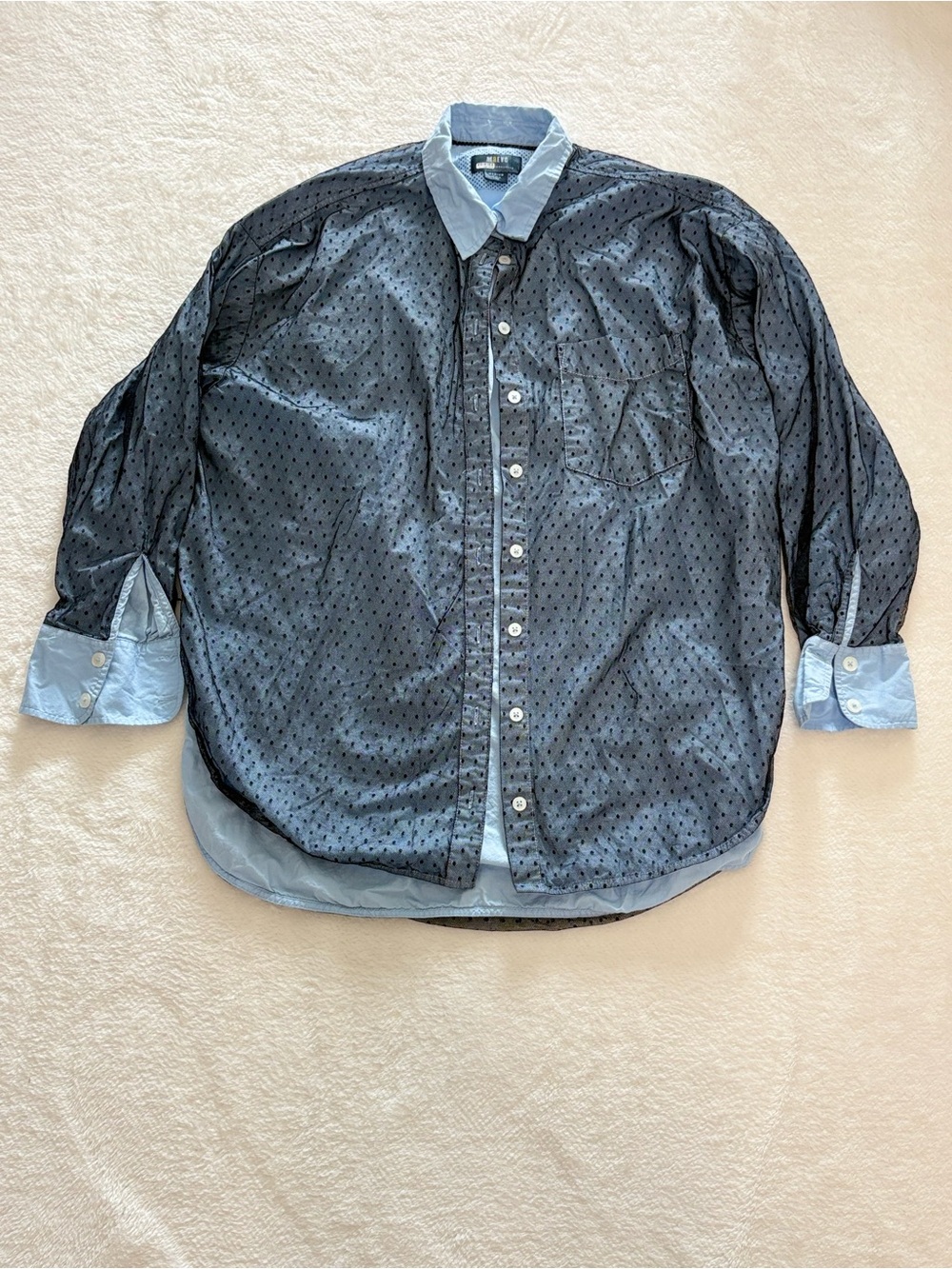 Maeve Two-Tone Light Blue & Navy women’s Button-Down Shirt